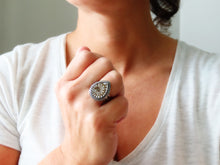 Load image into Gallery viewer, Ammonite with Mother of Pearl Inlay Ring or Pendant (Choose Your Size)
