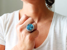 Load image into Gallery viewer, Blue Opalized Petrified Wood Ring or Pendant (Choose Your Size)