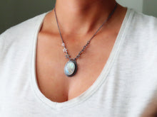Load image into Gallery viewer, Oval Rainbow Moonstone Necklace