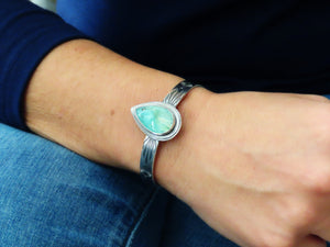 Peruvian Opal Stamped Cuff Bracelet