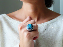Load image into Gallery viewer, Blue Opalized Petrified Wood Ring or Pendant (Choose Your Size)