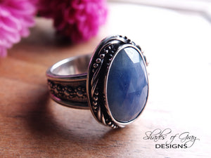 Rose Cut Blue Sapphire Ring or Pendant (Choose Your Size)