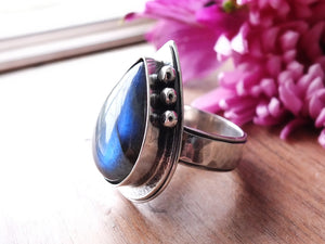 Dark Blue Labradorite Ring or Pendant (Choose Your Size)