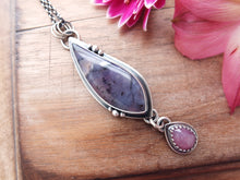 Load image into Gallery viewer, Amethyst Sage Agate and Rose Cut Sapphire Pendant