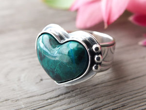Peruvian Chrysocolla Heart Ring or Pendant (Choose Your Size)