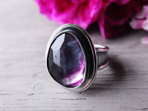 Rose Cut Fluorite Rhodochrosite Ring (Choose Your Size)