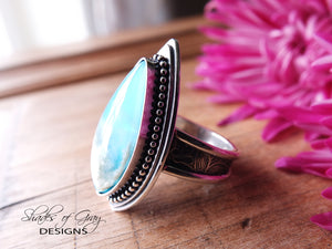 Plume Agate and Turquoise Doublet Ring or Pendant (Choose Your Size)