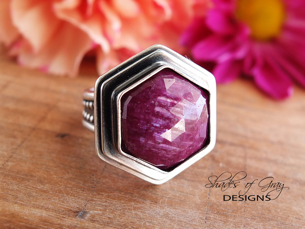 Hexagon Rose Cut Ruby Ring or Pendant (Choose Your Size)