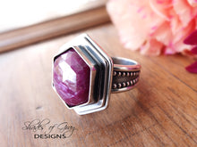Load image into Gallery viewer, Hexagon Rose Cut Ruby Ring or Pendant (Choose Your Size)