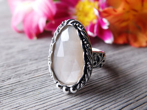 Rose Cut Gray Moonstone Ring or Pendant (Choose Your Size)