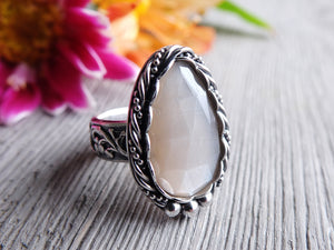Rose Cut Gray Moonstone Ring or Pendant (Choose Your Size)