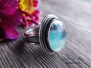 Rose Cut Blue Peruvian Opal Ring or Pendant (Choose Your Size)