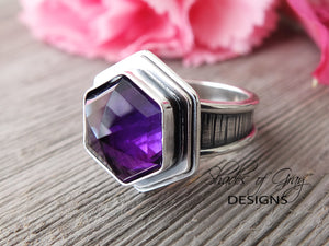 Hexagonal Amethyst Ring or Pendant (Choose Your Size)