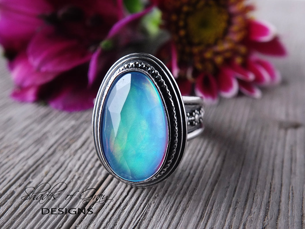 Aurora Opal and Quartz Doublet Ring or Pendant (Choose Your Size)