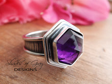 Load image into Gallery viewer, Hexagonal Amethyst Ring or Pendant (Choose Your Size)