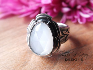 Rose Cut White Moonstone Ring or Pendant (Choose Your Size)