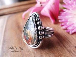 Plume Agate and Onyx Doublet Ring or Pendant (Choose Your Size)
