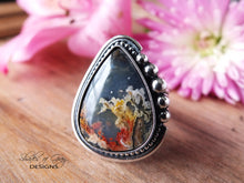 Load image into Gallery viewer, Plume Agate and Onyx Doublet Ring or Pendant (Choose Your Size)