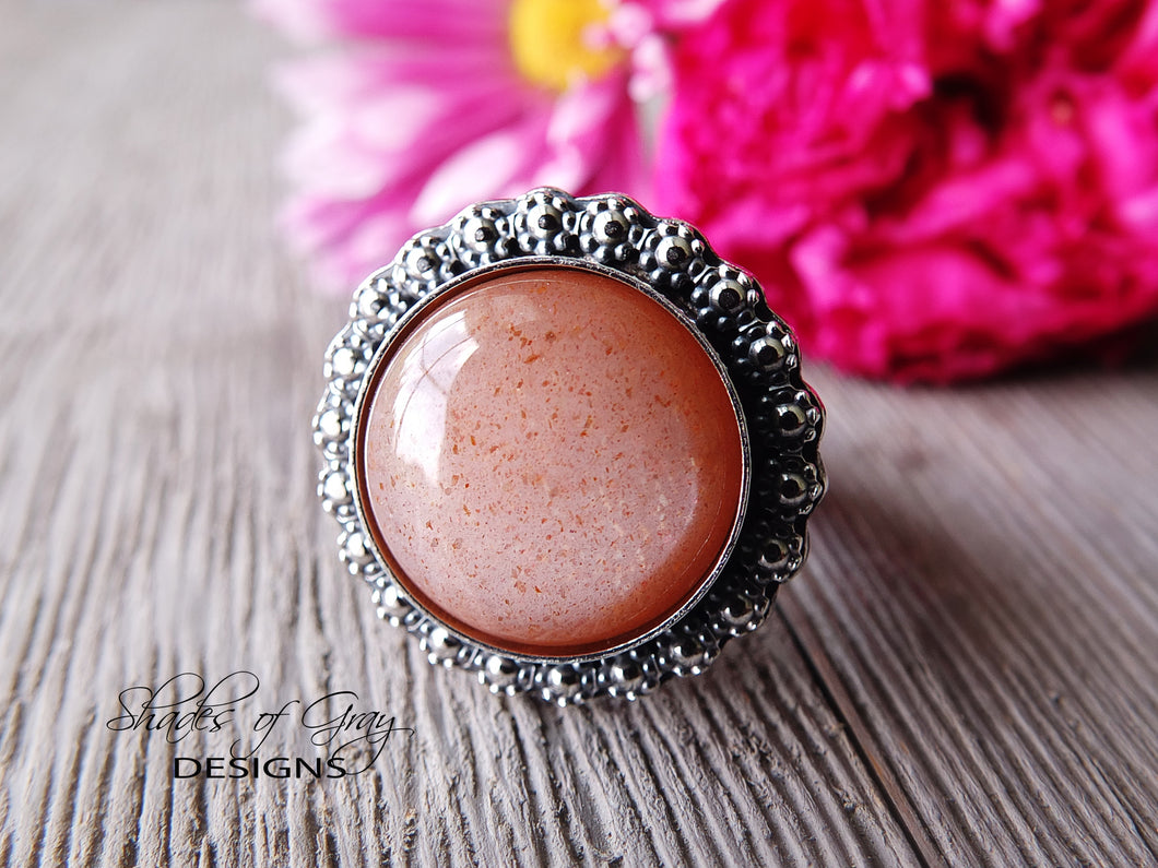 Peach Moonstone Ring or Pendant (Choose Your Size)