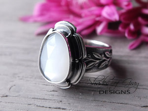 Rose Cut White Moonstone Ring or Pendant (Choose Your Size)