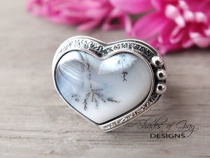 Dendritic Agate Heart Ring or Pendant (Choose Your Size)