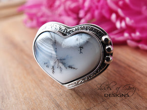Dendritic Agate Heart Ring or Pendant (Choose Your Size)