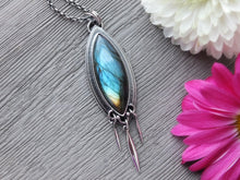 Load image into Gallery viewer, Blue and Amber Colored Labradorite Pendant