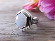 Load image into Gallery viewer, Hexagonal Rainbow Moonstone Ring or Pendant (Choose Your Size)