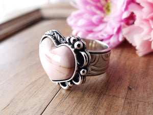 RESERVED: Australian Pink Opal Heart Ring or Pendant (Choose Your Size)