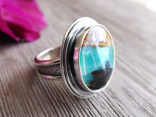 Load image into Gallery viewer, Blue Opalized Wood Ring or Pendant (Choose Your Size)