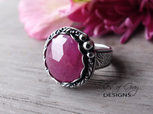 Dark Pink Rose Cut Sapphire Ring or Pendant (Choose Your Size)