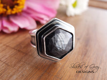 Load image into Gallery viewer, Rose Cut Hexagonal Silver Sapphire Ring or Pendant (Choose Your Size)