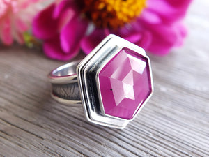 Geometric Pink Sapphire Ring or Pendant (Choose Your Size)