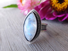 Load image into Gallery viewer, RESERVED: Rainbow Moonstone Ring or Pendant (Choose Your Size)
