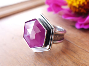 Geometric Pink Sapphire Ring or Pendant (Choose Your Size)