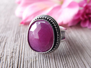 Dark Pink Rose Cut Sapphire Ring or Pendant (Choose Your Size)