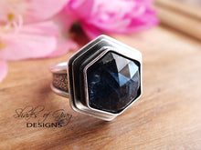 Load image into Gallery viewer, Hexagonal Rose Cut Teal Moss Kyanite Ring or Pendant (Choose Your Size)