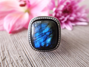 Dark Blue Labradorite Ring or Pendant (Choose Your Size)