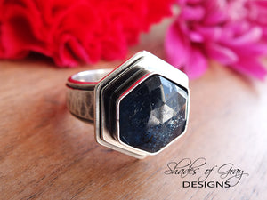 Hexagonal Rose Cut Teal Moss Kyanite Ring or Pendant (Choose Your Size)