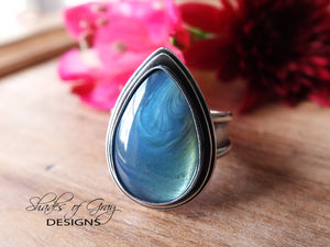 Swedish Blue Silver Ore Glass Ring or Pendant (Choose Your Size)