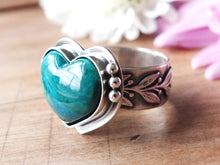 Load image into Gallery viewer, Peruvian Chrysocolla Heart Ring or Pendant (Choose Your Size)