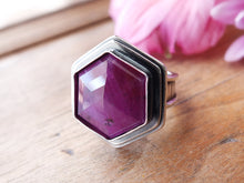 Load image into Gallery viewer, Geometric Dark Pink Sapphire Ring or Pendant (Choose Your Size)