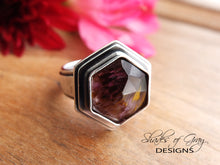 Load image into Gallery viewer, Hexagonal Rose Cut Super 7 (Cacoxenite in Amethyst) Ring or Pendant (Choose Your Size)