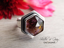 Load image into Gallery viewer, Hexagonal Rose Cut Super 7 (Cacoxenite in Amethyst) Ring or Pendant (Choose Your Size)