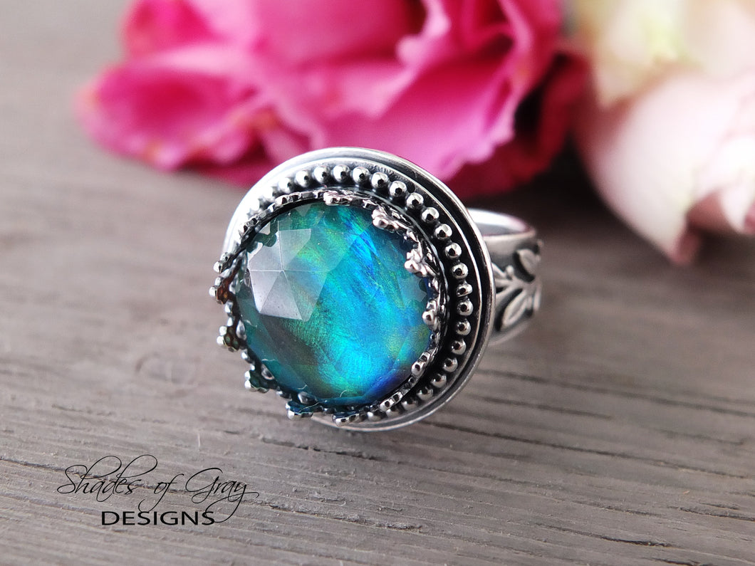 Aurora Opal and Quartz Doublet Ring or Pendant (Choose Your Size)