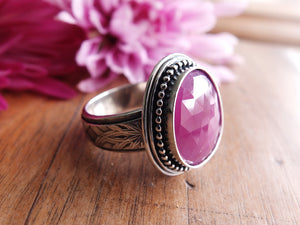 Dark Pink Rose Cut Sapphire Ring or Pendant (Choose Your Size)