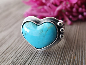 Kingman Turquoise Heart Ring or Pendant (Choose Your Size)