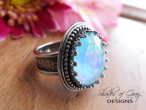 RESERVED: Rose Cut Quartz and Aurora Opal Doublet Ring (Choose Your Size)