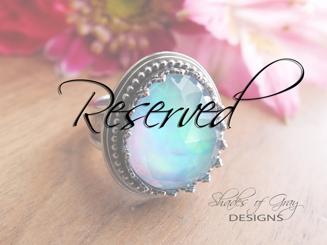 RESERVED: Rose Cut Quartz and Aurora Opal Doublet Ring (Choose Your Size)