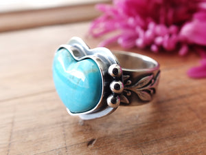Kingman Turquoise Heart Ring or Pendant (Choose Your Size)